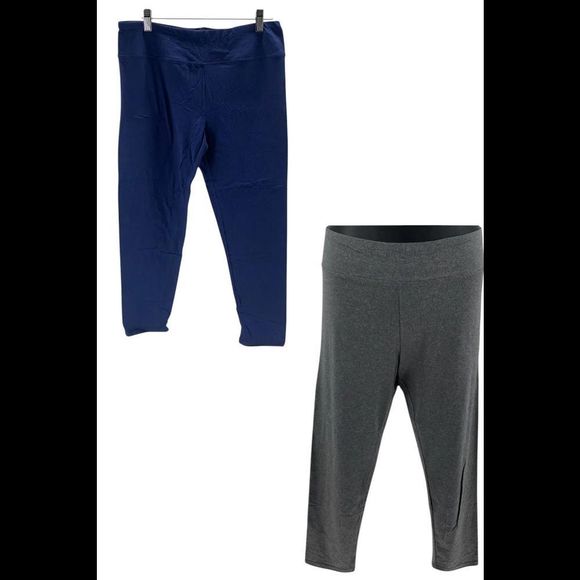 Cuddl Duds Women's 2-Pack Flexwear Cropped Leggings Navy/Chrc - Regular - Picture 1 of 1